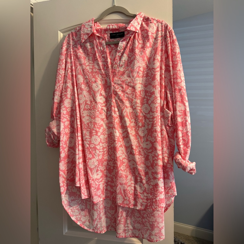 Lane Bryant Pink Floral Blouse